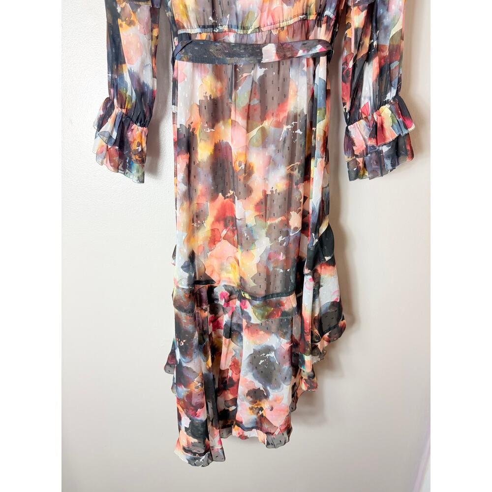 NWT MARCHESA ROSA DRESS WEDDING GUEST ABSTRACT FLORAL ASYMMETRIC MAXI SPRING - Picture 13 of 16